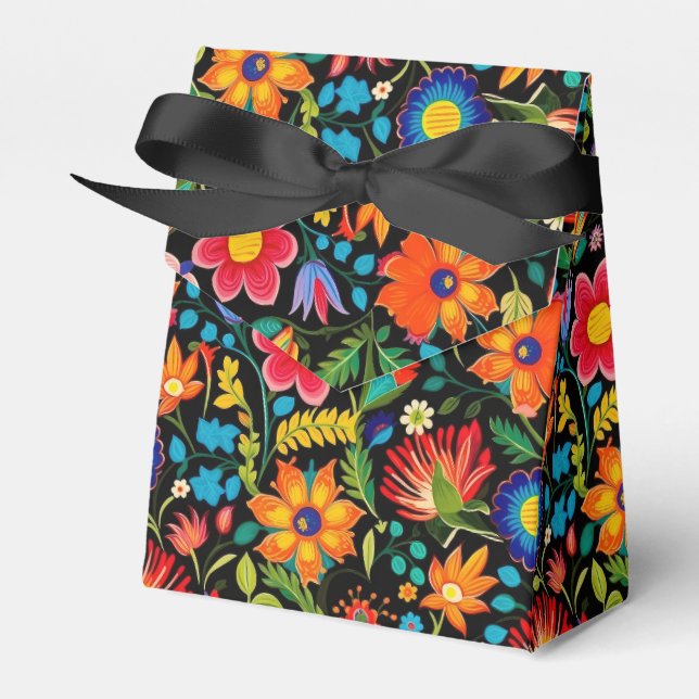 Cute tiled Mexican fiesta flowers  Favor Boxes (Front Side)