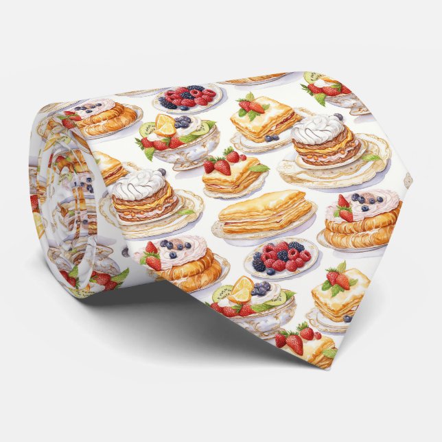 Cute tiled mixed sweets pattern  neck tie (Rolled)