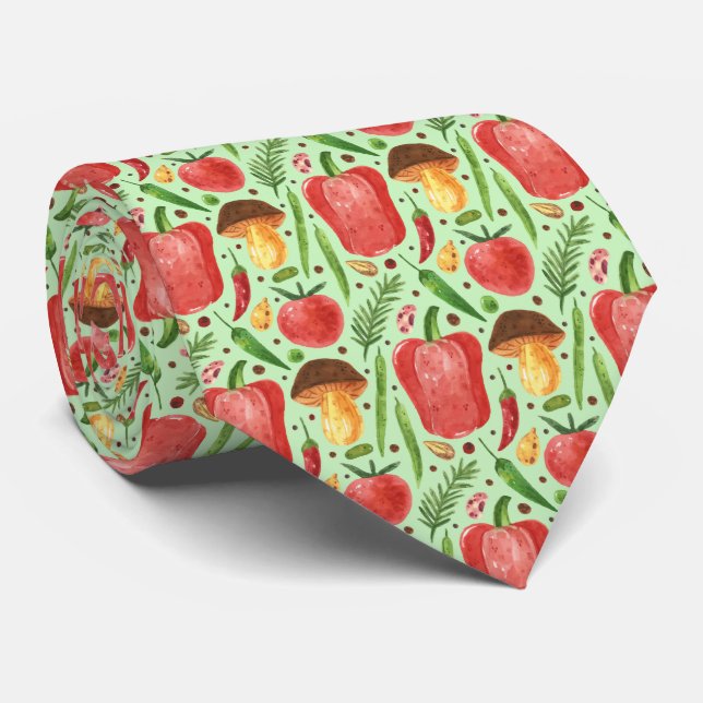 cute tiled mixed vegetable pattern  neck tie (Rolled)