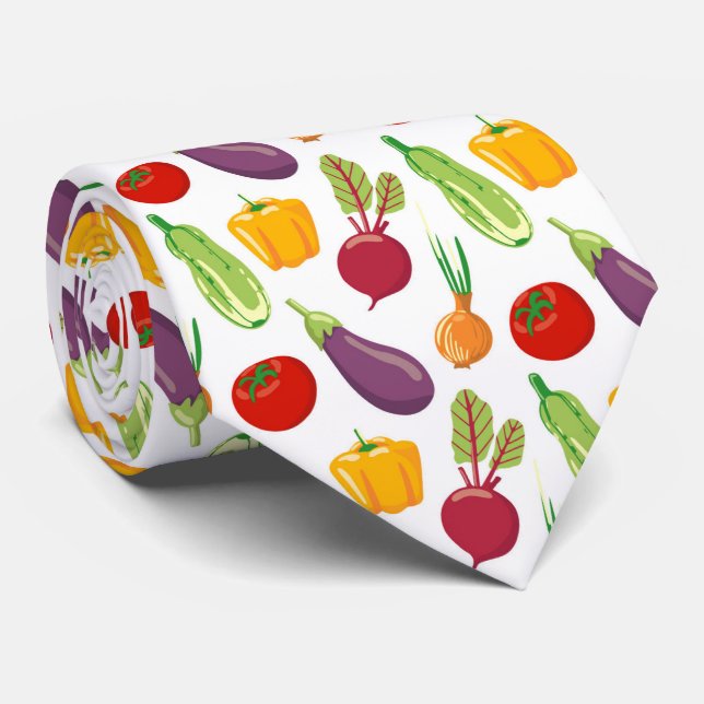 cute tiled mixed vegetable pattern neck tie (Rolled)