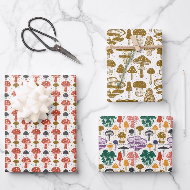 cute tiled mushroom pattern  wrapping paper sheets (Front)