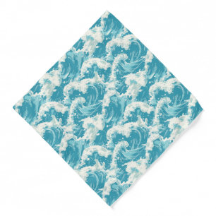 Cute tiled ocean waves beach bandana