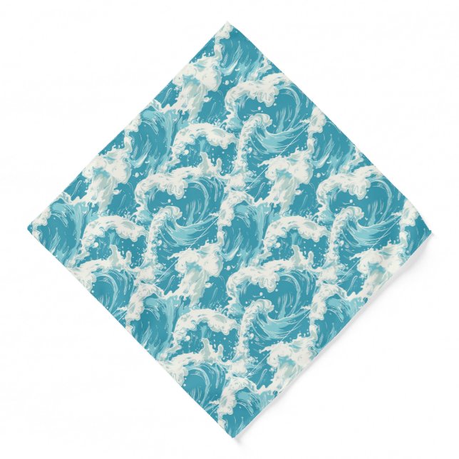 Cute tiled ocean waves beach bandana (Front)