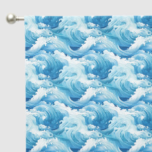 Cute tiled ocean waves pattern blackout curtains