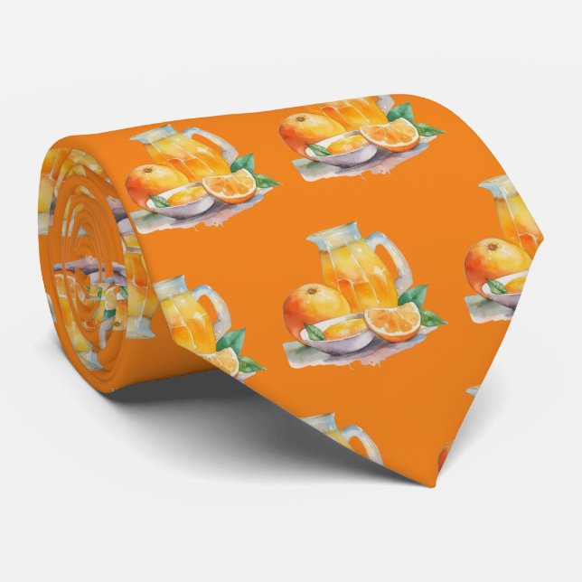 Cute tiled orange juice  neck tie (Rolled)