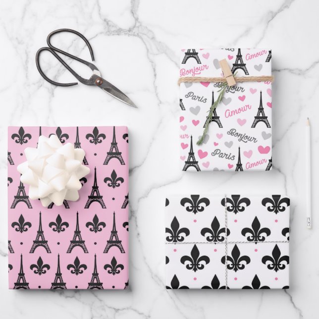 Cute tiled Paris pattern party Wrapping Paper Sheets (Front)