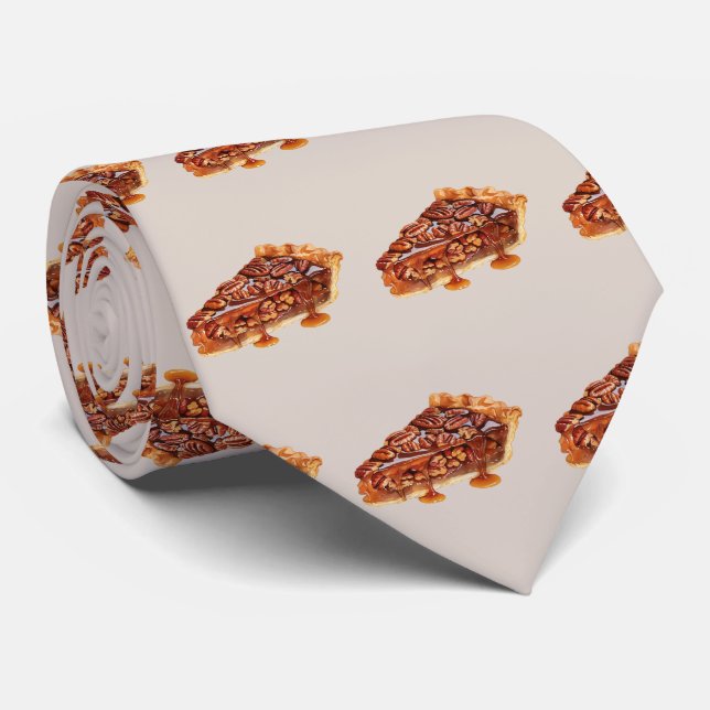 Cute tiled pattern Bakery pecan pie Neck Tie (Rolled)