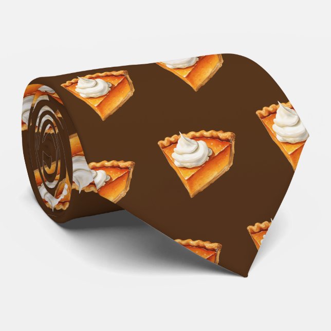 Cute tiled pattern Bakery pumpkin pie Neck Tie (Rolled)