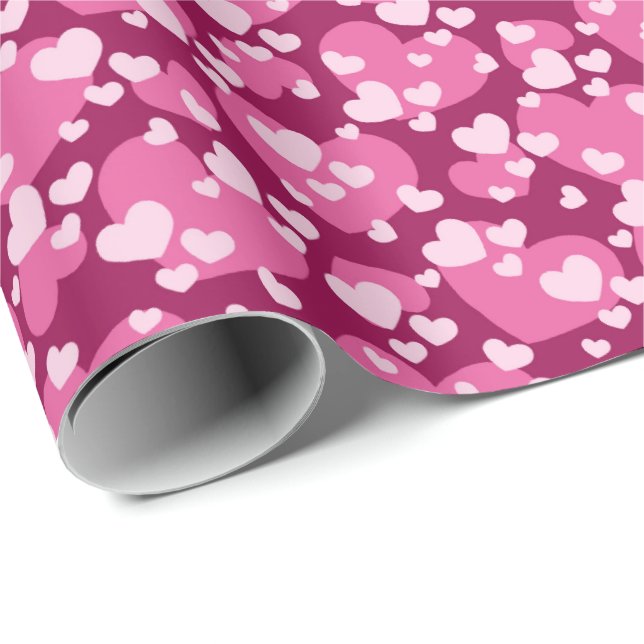 Cute tiled pattern pink hearts  wrapping paper (Roll Corner)