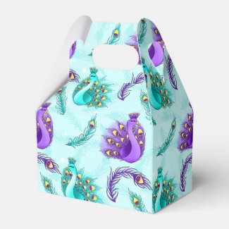 Cute tiled peacock pattern party favor box