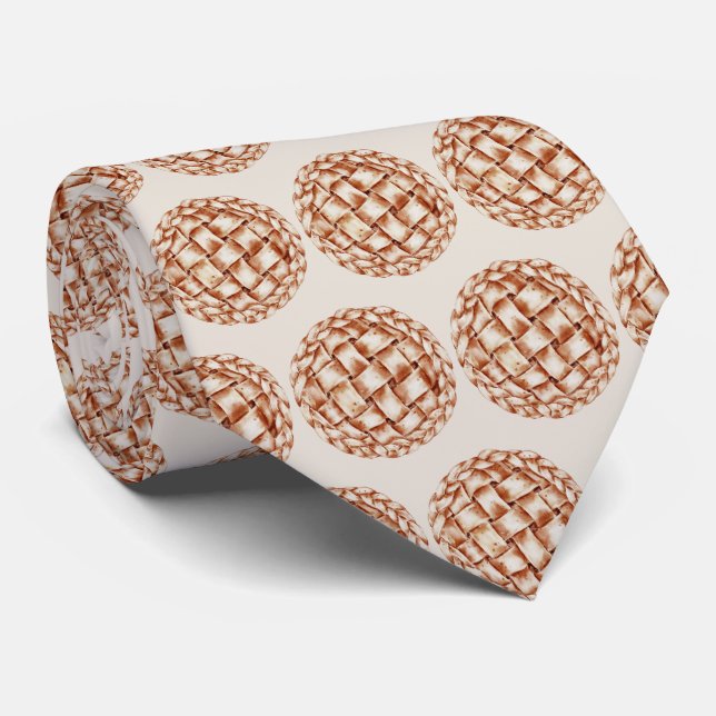 cute tiled pie pattern bakery  neck tie (Rolled)