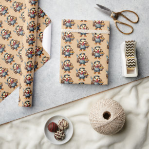 Cute tiled pie Thanksgiving turkey Wrapping Paper