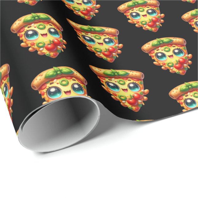 Cute tiled pizza party wrapping paper (Roll Corner)