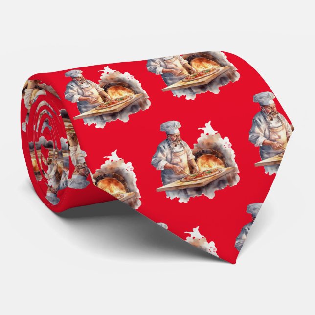 Cute tiled pizza pattern neck tie (Rolled)