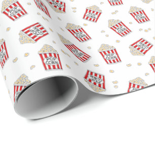 cute tiled popcorn pattern movie lovers wrapping paper