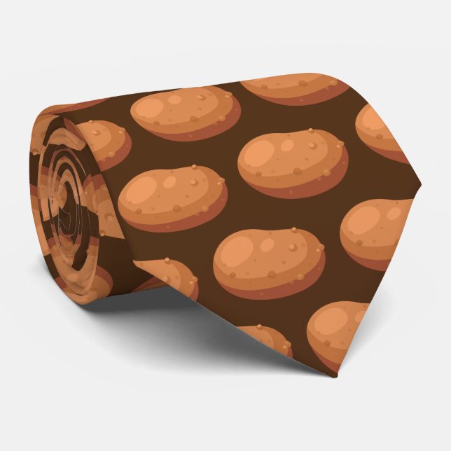 Cute tiled potato food neck tie (Rolled)