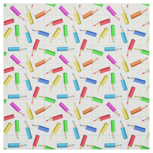 cute tiled School pencil pattern Fabric