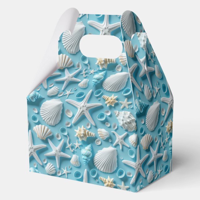 Cute tiled seashell pattern beach party  favor boxes (Front)