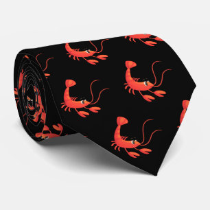 Cute tiled shrimp pattern neck tie