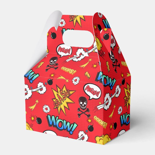 cute tiled superhero kids party favor boxes (Front Side)