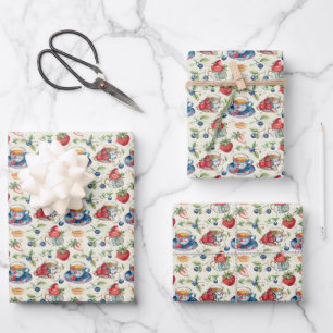 Cute tiled tea party  wrapping paper sheets