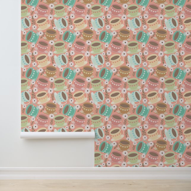 Cute tiled tearoom pattern  wallpaper  (Application)