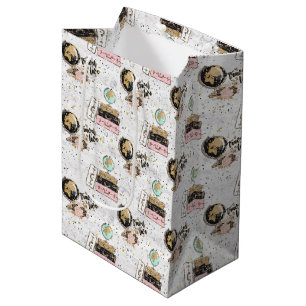 cute tiled travel lovers party pattern medium gift bag