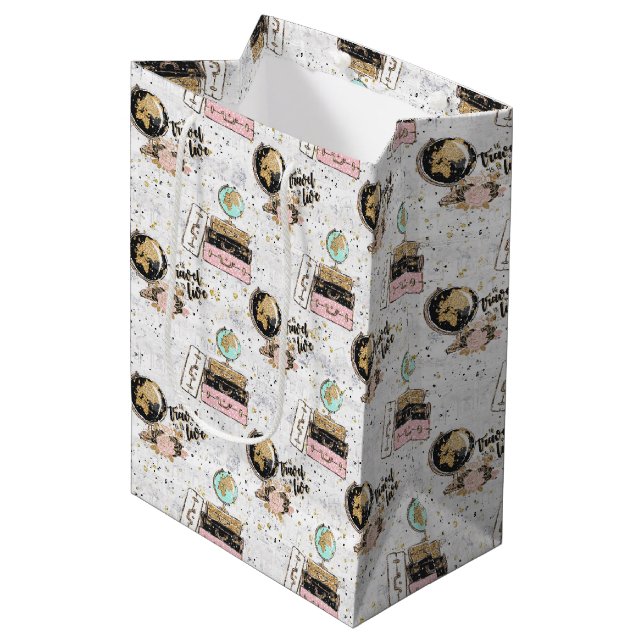 cute tiled travel lovers party pattern  medium gift bag (Front Angled)