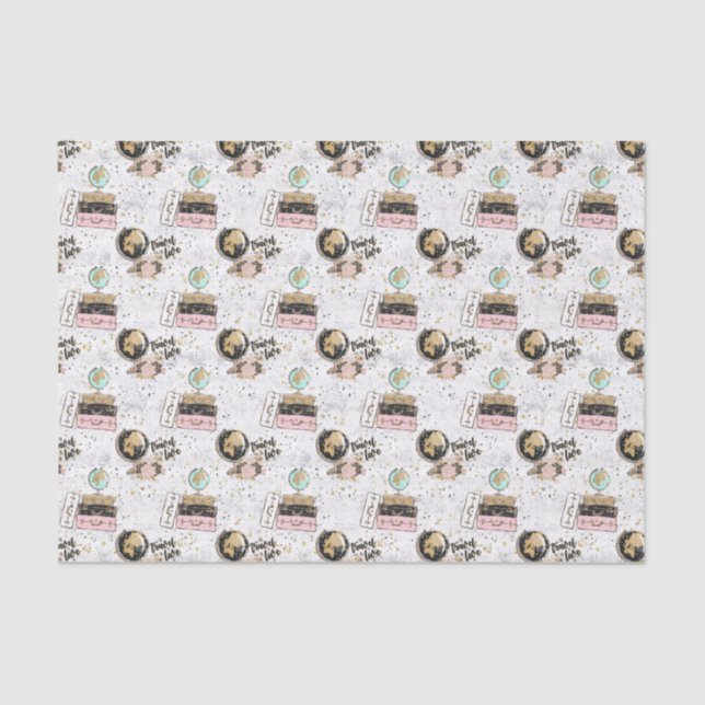 cute tiled travel lovers party pattern  tissue paper (Front)
