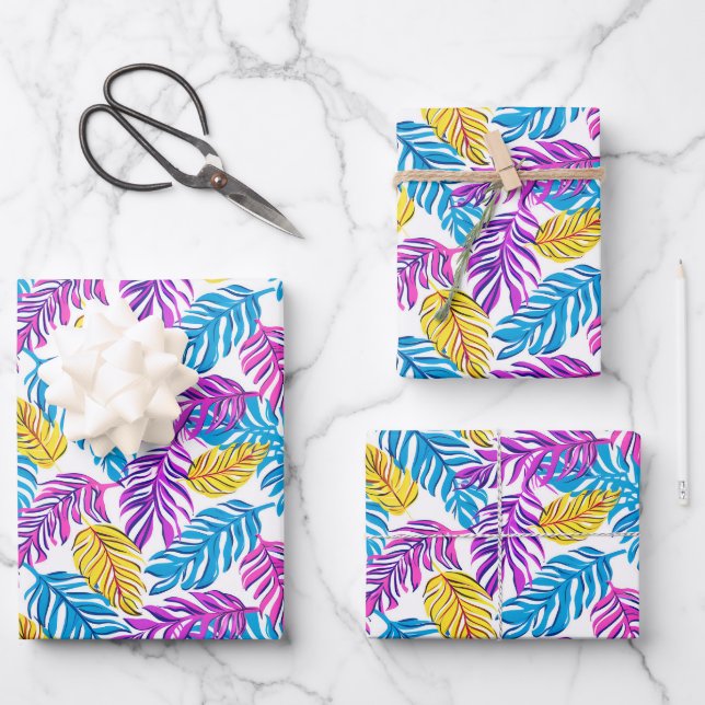 Cute tiled Tropical leaf pattern party  Wrapping Paper Sheets (Front)