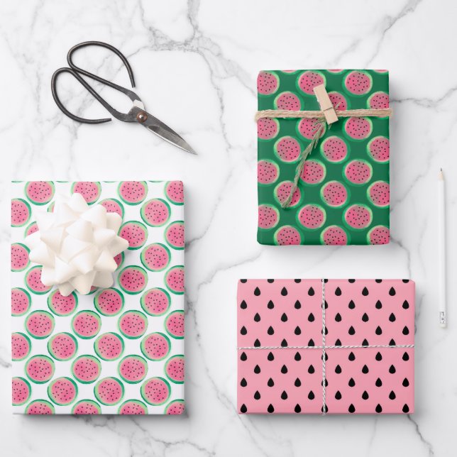 cute tiled water melon pattern party  wrapping paper sheets (Front)