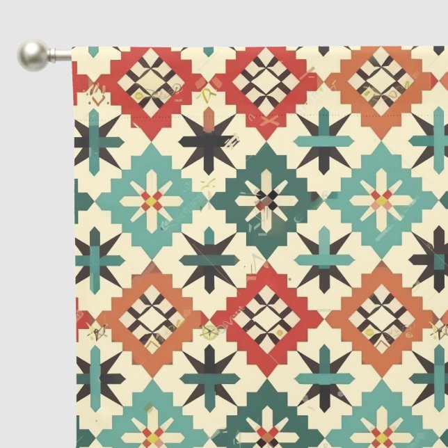 Cute tiled Western pattern  Blackout Curtains (Pocket)