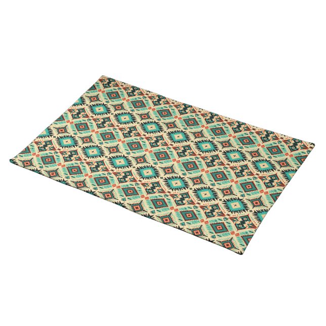 Cute tiled Western pattern  Cloth Placemat (On Table)