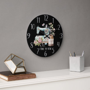 cute time sewing add text  large clock