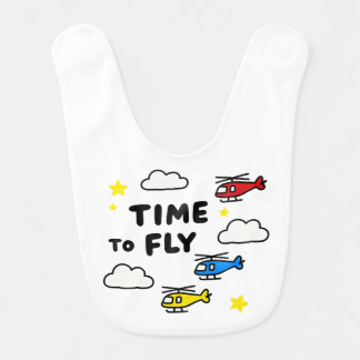 Cute Time To Fly Helicopters Baby Bib