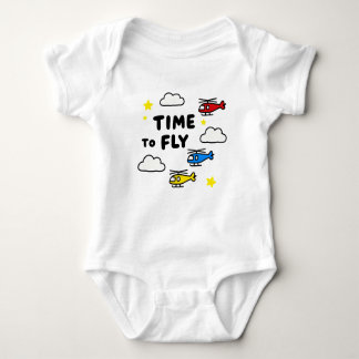 Cute Time To Fly Helicopters Baby Bodysuit