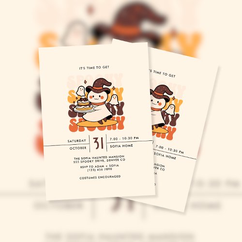 Cute Time to Get Spooky Haloween Party Invitation