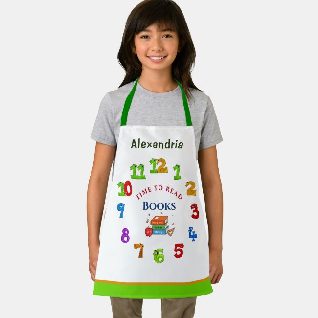 Cute Time To Read Books Animal Clock Personalize Apron