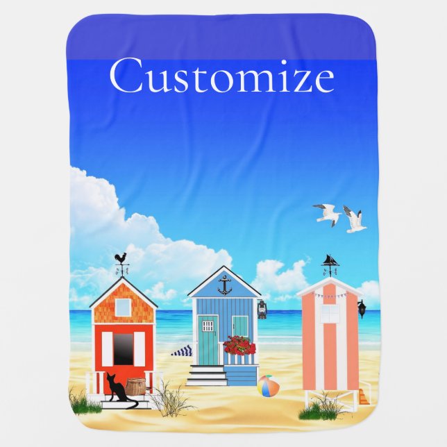Cute Tiny Beach Shacks Thunder_Cove Baby Blanket (Front)