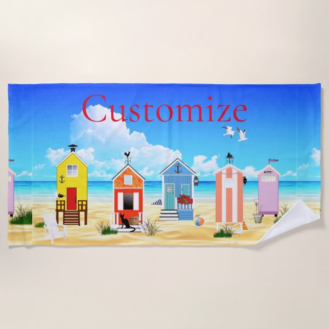 Cute Tiny Beach Shacks Thunder_Cove Beach Towel (Front)
