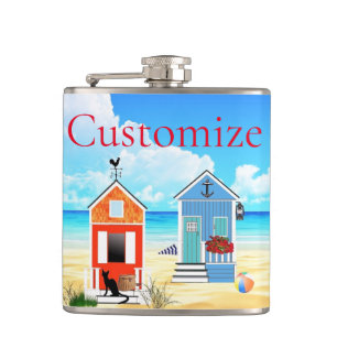 Cute Tiny Beach Shacks Thunder_Cove Flask