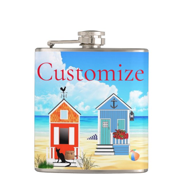 Cute Tiny Beach Shacks Thunder_Cove Flask (Front)