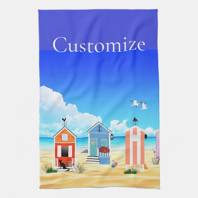 Cute Tiny Beach Shacks Thunder_Cove Kitchen Towel (Vertical)