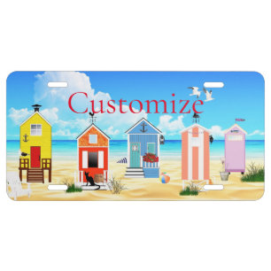 Cute Tiny Beach Shacks Thunder_Cove License Plate