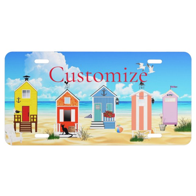 Cute Tiny Beach Shacks Thunder_Cove License Plate (Front)