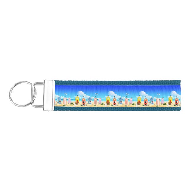Cute Tiny Beach Shacks Thunder_Cove Wrist Keychain (Keys on Left)