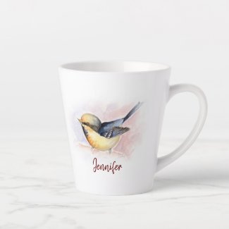 Cute Tiny Bird watercolor painting :: Customizable