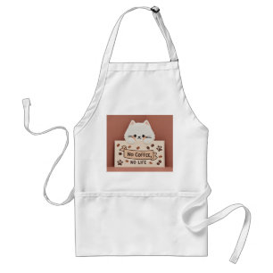 Cute Tiny cat paw prints and coffee beans Adult Apron