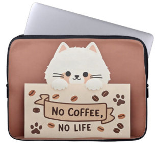 Cute Tiny cat paw prints and coffee beans Laptop Sleeve