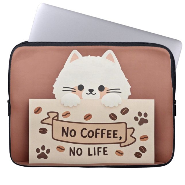 Cute Tiny cat paw prints and coffee beans Laptop Sleeve (Front)
